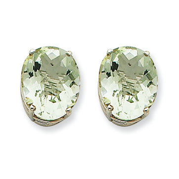 9.5 Carat 14K Goldw 12x10 Oval Green Amethyst Earring