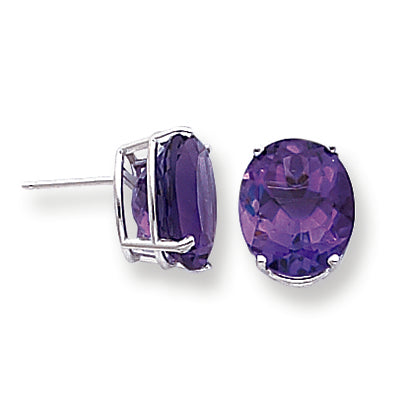 8.9 Carat 14K Gold Amethyst Diamond oval stud earring