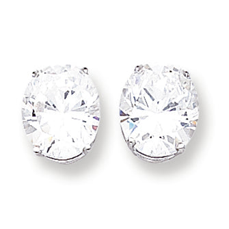 14K Gold Cubic Zirconia Diamond oval stud earring