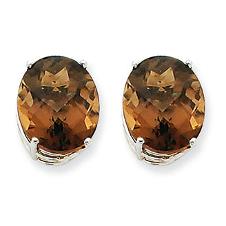 9.5 Carat 14K Goldw 12x10 Oval Smokey Quartz Earring