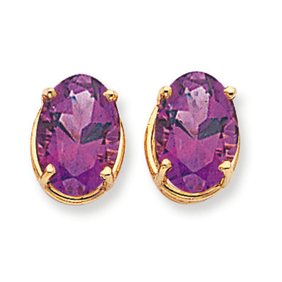 11.3 Carat 14K Gold 14x10mm Oval Amethyst earring