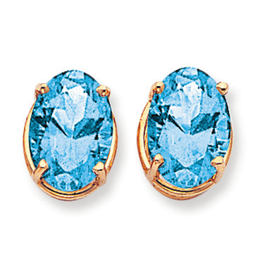 15.2 Carat 14K Gold 14x10mm Oval Blue Topaz earring