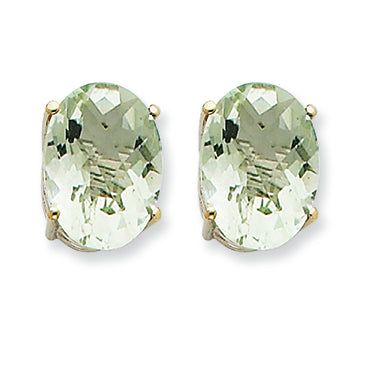 11.3 Carat 14K Goldw Oval 4-Prong 14 x 10mm Green Amethyst Earring