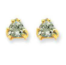 0.9 Carat 14K Gold 5mm Trillion Green Amethyst Earring