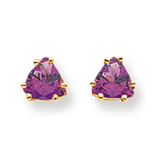 0.9 Carat 14K Gold 5mm Trillion Amethyst earring
