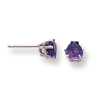 0.9 Carat 14K White Gold 5mm Trillion Amethyst earring