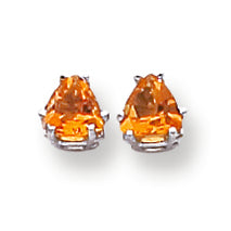 0.8 Carat 14K Gold Citrine Diamond trillion stud earring