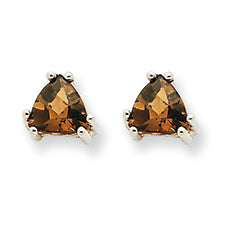 0.7 Carat 14K Goldw 5mm Trillion Smokey Quartz Earring
