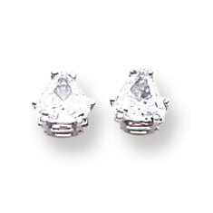 14K Gold Cubic Zirconia Diamond trillion stud earring