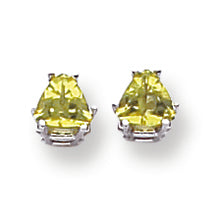1.1 Carat 14K Gold Peridot Diamond trillion stud earring
