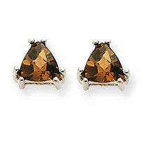 0.9 Carat 14K Goldw 5mm Trillion Smokey Quartz Earring