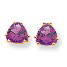 1.5 Carat 14K Gold 6mm Trillion Amethyst earring