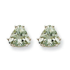 1.5 Carat 14K Goldw 6mm Trillion Green Amethyst Earring