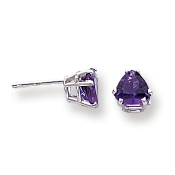 1.5 Carat 14K White Gold 6mm Trillion Amethyst earring