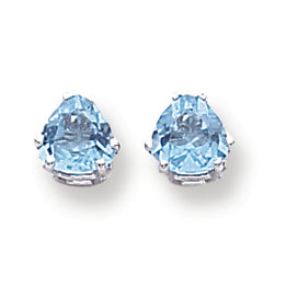 2 Carat 14K White Gold 6mm Trillion Blue Topaz earring