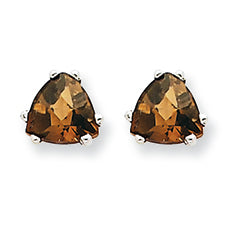 1.6 Carat 14K Goldw 6mm Trillion Smokey Quartz Earring