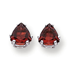 2 Carat 14K White Gold 6mm Trillion Garnet earring