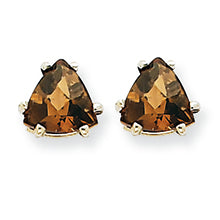 1.6 Carat 14K Goldw 6mm Trillion Smokey Quartz Earring