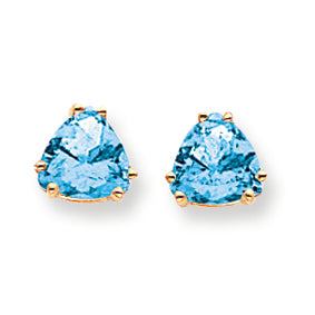 3.3 Carat 14K Gold 7mm Trillion Blue Topaz earring