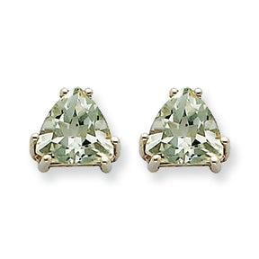 2.1 Carat 14K Goldw 7mm Trillion Green Amethyst Earring