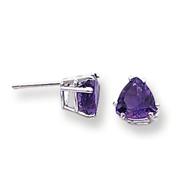 2.1 Carat 14K White Gold 7mm Trillion Amethyst earring