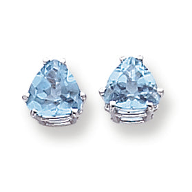 3.3 Carat 14K White Gold 7mm Trillion Blue Topaz earring