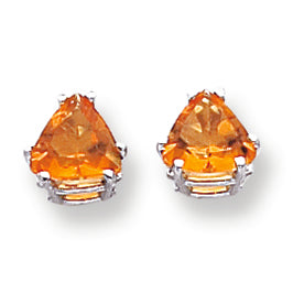 2.2 Carat 14K Gold Citrine Diamond trillion stud earring