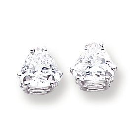 14K Gold Cubic Zirconia Diamond trillion stud earring