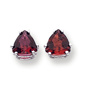 2.9 Carat 14K White Gold 7mm Trillion Garnet earring