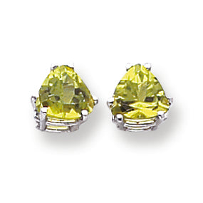 2.6 Carat 14K Gold Peridot Diamond trillion stud earring