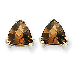 2.1 Carat 14K Goldw 7mm Trillion Smokey Quartz Earring