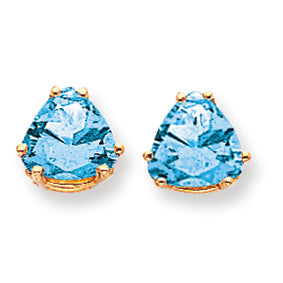 4.8 Carat 14K Gold 8mm Trillion Blue Topaz earring