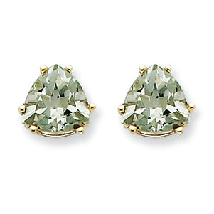3.3 Carat 14K Goldw 8mm Trillion Green Amethyst Earring