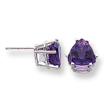 3.3 Carat 14K White Gold Amethyst Diamond trillion stud earring