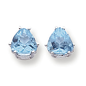 4.8 Carat 14K White Gold 8mm Trillion Blue Topaz earring