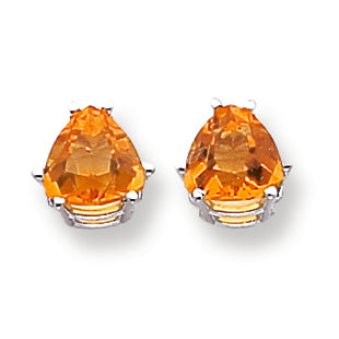 3.4 Carat 14K Gold Citrine Diamond trillion stud earring