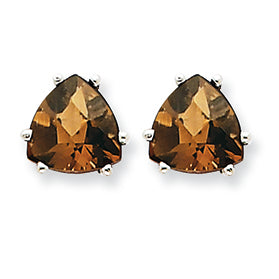 3.2 Carat 14K Goldw 8mm Trillion Smokey Quartz Earring