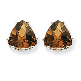 3.3 Carat 14K Goldw 8mm Trillion Smokey Quartz Earring