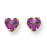 0.9 Carat 14K Gold 5mm Heart Amethyst earring