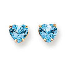 1.1 Carat 14K Gold 5mm Heart Blue Topaz earring