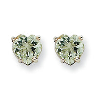0.9 Carat 14K Goldw 5mm Heart Green Amethyst Earring