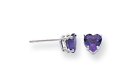 0.9 Carat 14K White Gold 5mm Heart Amethyst earring