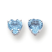 1.1 Carat 14K White Gold 5mm Heart Blue Topaz earring