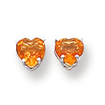 0.8 Carat 14K White Gold 5mm Heart Citrine earring
