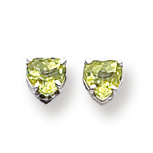 1 Carat 14K White Gold 5mm Heart Peridot earring
