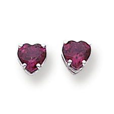 1.2 Carat 14K White Gold 5mm Heart Rhodalite Garnet earring