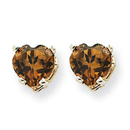0.9 Carat 14K Goldw 5mm Heart Smokey Quartz Earring