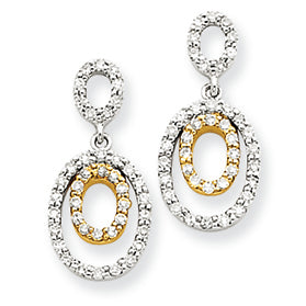 0.3 Carat 14K Gold Two-Tone Diamond Oval Earrings