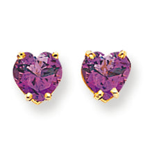 1.3 Carat 14K Gold 6mm Heart Amethyst earring