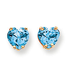 2.2 Carat 14K Gold 6mm Heart Blue Topaz earring